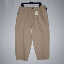 Ana High Rise Balloon Jeans Women 18P Brown Denim Ankle Button-Fly Barrel