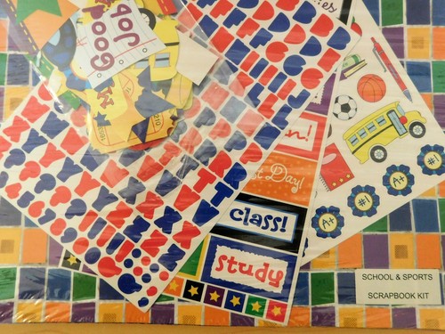 School & Sports Scrapbook Page Kit Grab Bag Die Cut Stickers Paper ABCs Sealed - Picture 4 of 5