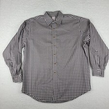 Brooks Brothers Dress Shirt Mens XL Blue Beige Red Plaid Non Iron Button Up