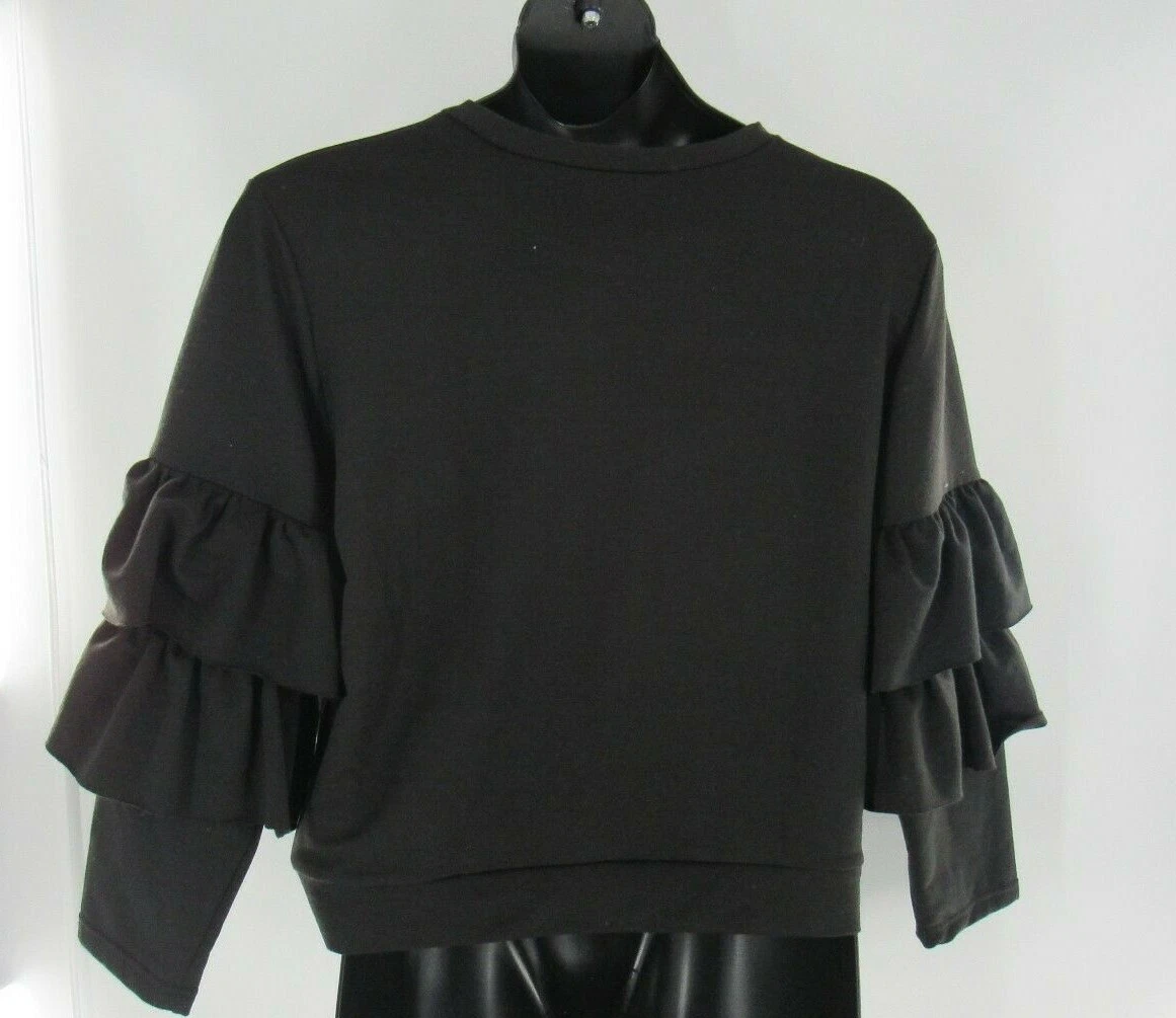 Black hot sale ruffle sweatshirt