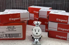 10 Pass & Seymour White Specification Grade Receptacles Single Outlet 15A 5251-W