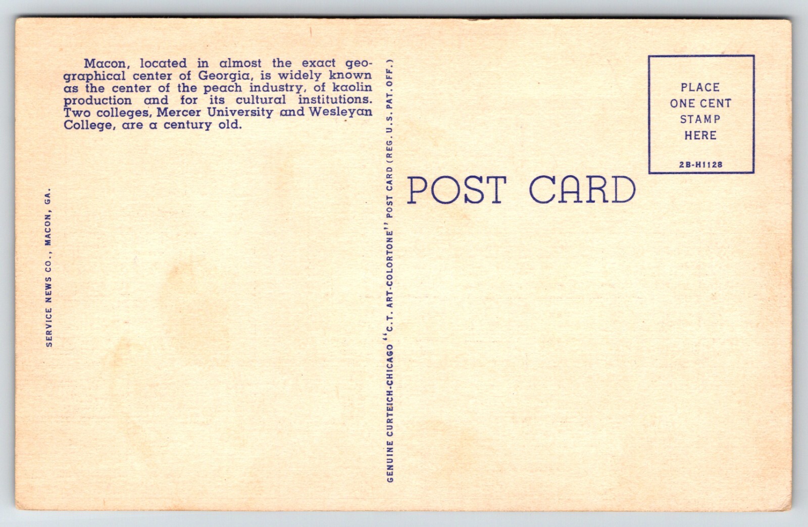 Poplar Street View 1942 Macon GA St Joseph's Church CURT TEICH