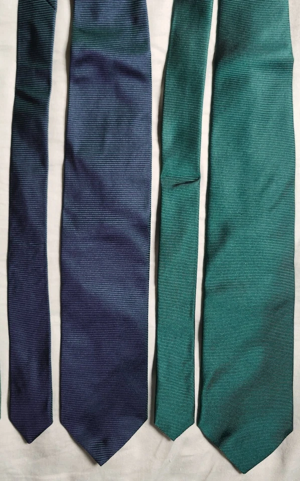 Juego de 3 corbatas faconnables para hombre azul verde 100 % seda Foto 4 de 4