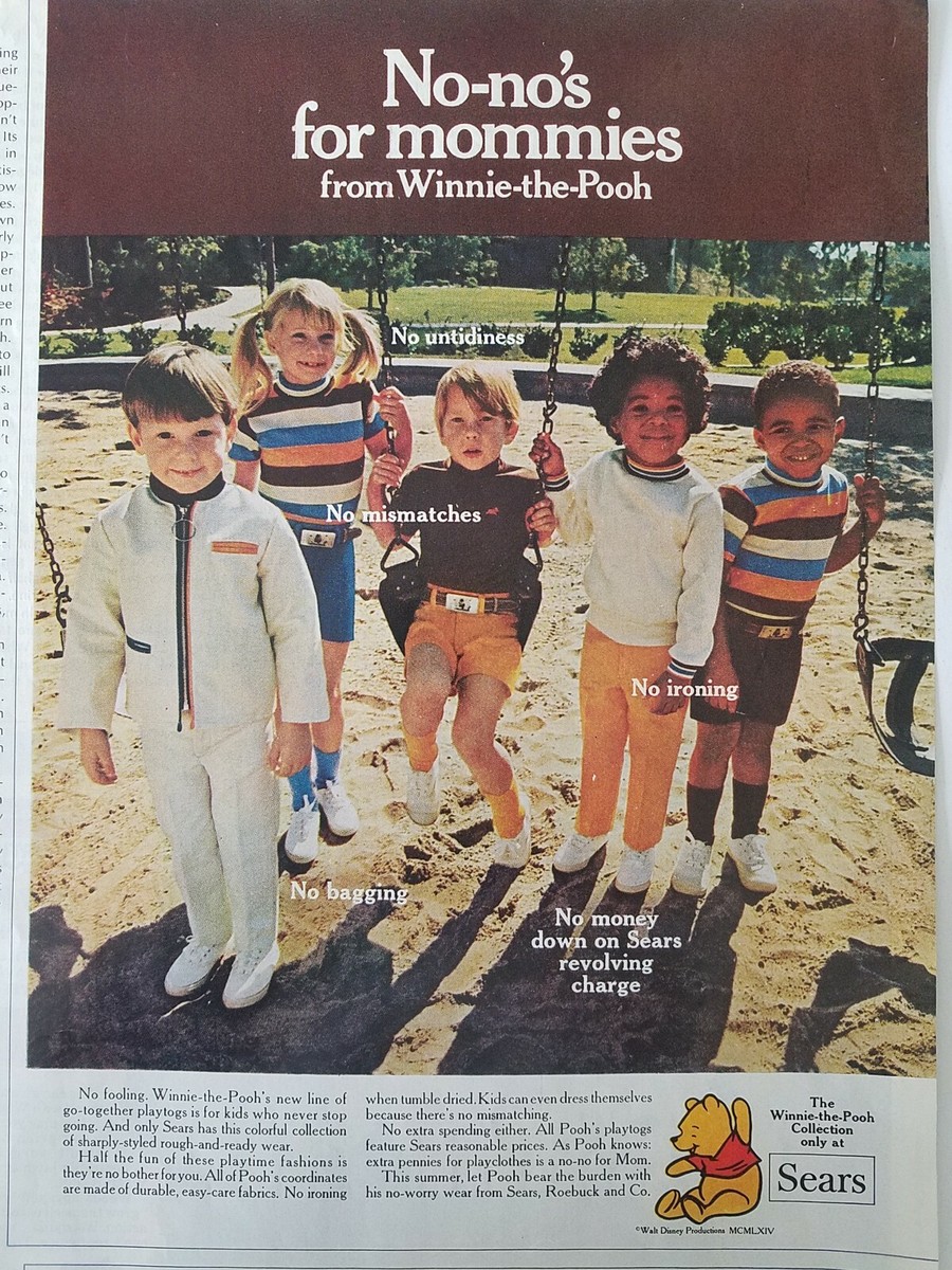 1964 little girls boys Sears Winnie the Pooh collection clothing fashion ad