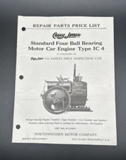 Vintage NW Motor Company Standard Four Ball Bearing Rail Car Engine Parts List