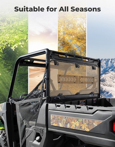 Front + Rear Vented Windshield for Polaris Ranger Midsize 500 /570 ETX 2015-23 - Picture 15 of 17