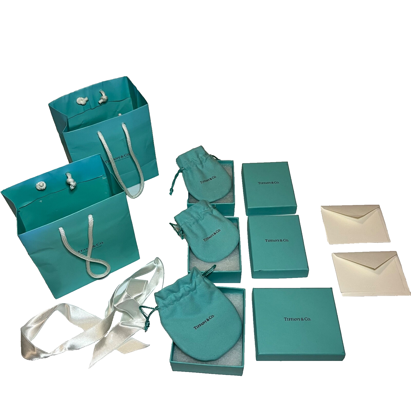 Tiffany & Co Authentic Empty Boxes Bags Cards Ribbon Pouches Lot