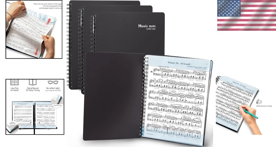 Lightweight Spiral Binder Organizer for Music Sheets - 3 Pack With Name Tags - Image 2 of 4