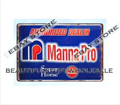 Manna Pro Super Horse dealer metal tin sign advertising garage shop wall decor