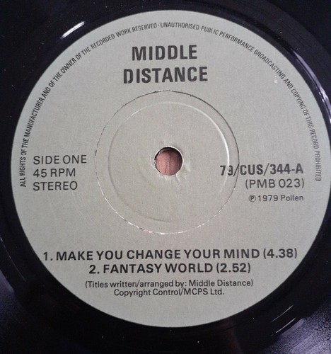 MIDDLE DISTANCE MAKE YOU CHANGE YOUR MIND 7" EP - 1979 POLLEN RECORDS PMB 023