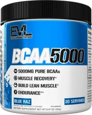Evlution EVL BCAAs Amino Acids Powder - Stim Free Pre-Workout - Blue Raz