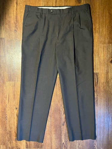 Vintage Berle Men's 38x32 Brown Wool Blend Trousers Pleated Classic Fit - Image 1