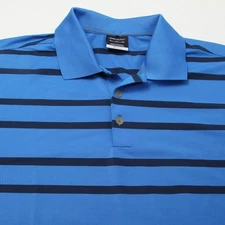 Nike Golf Polo Shirt Mens XL Blue Striped Dri-FIT Performance No Logo