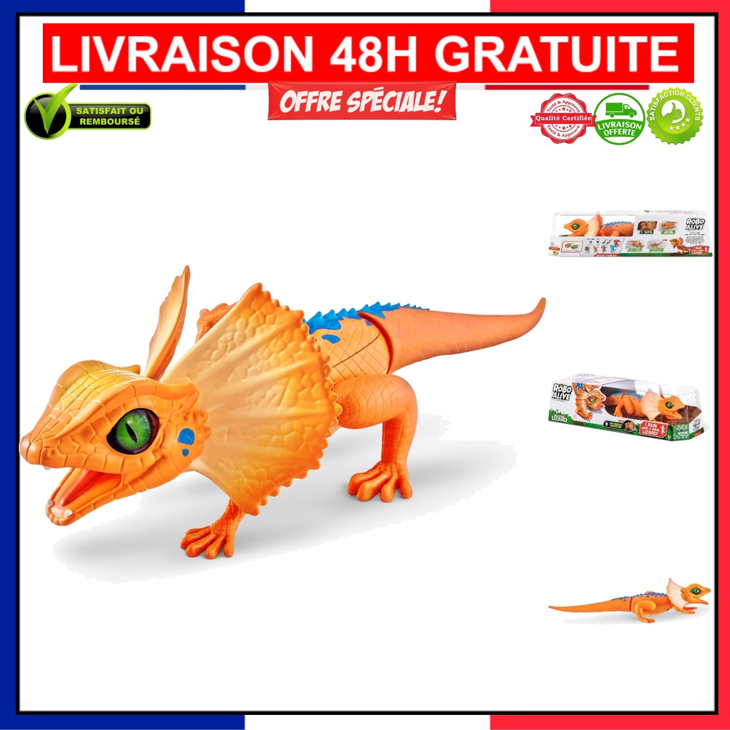 Lézard Robotique ZURU Robo 38509 Lézard Électronique Orange Série 3 pour Enfant