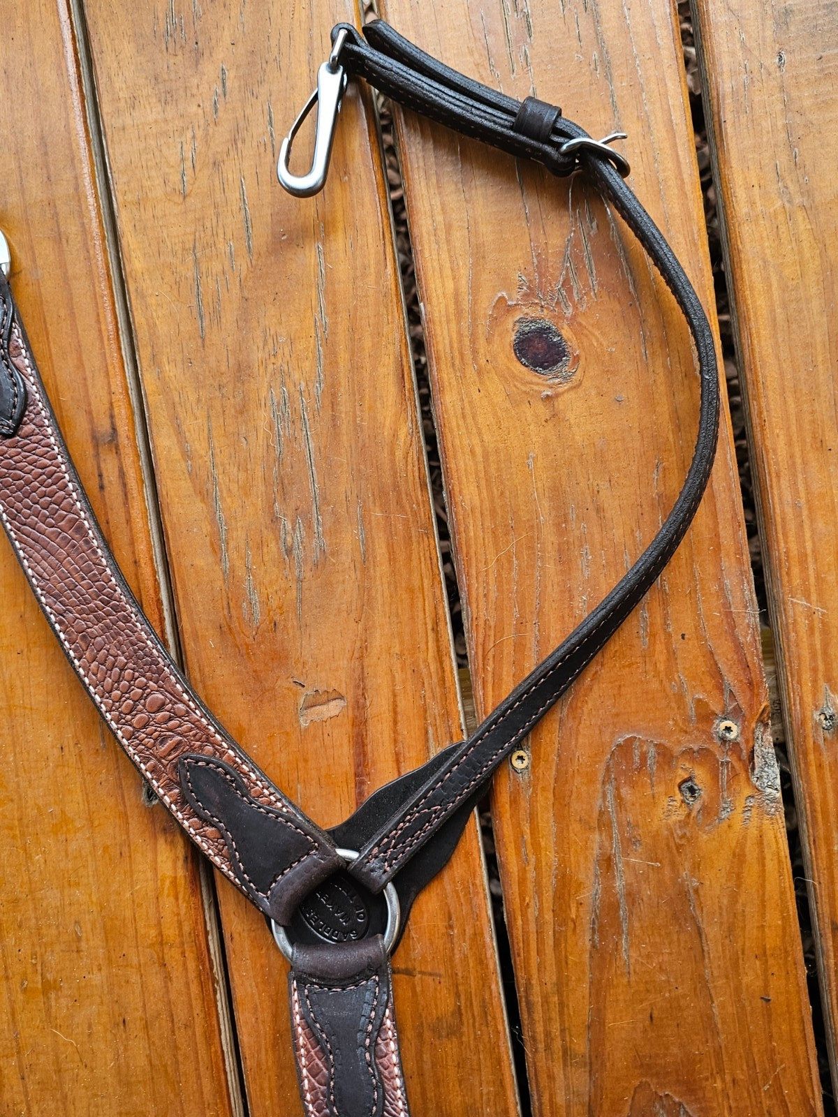 New Western Brown Color Alligator Breast Collar by Saddlesmith