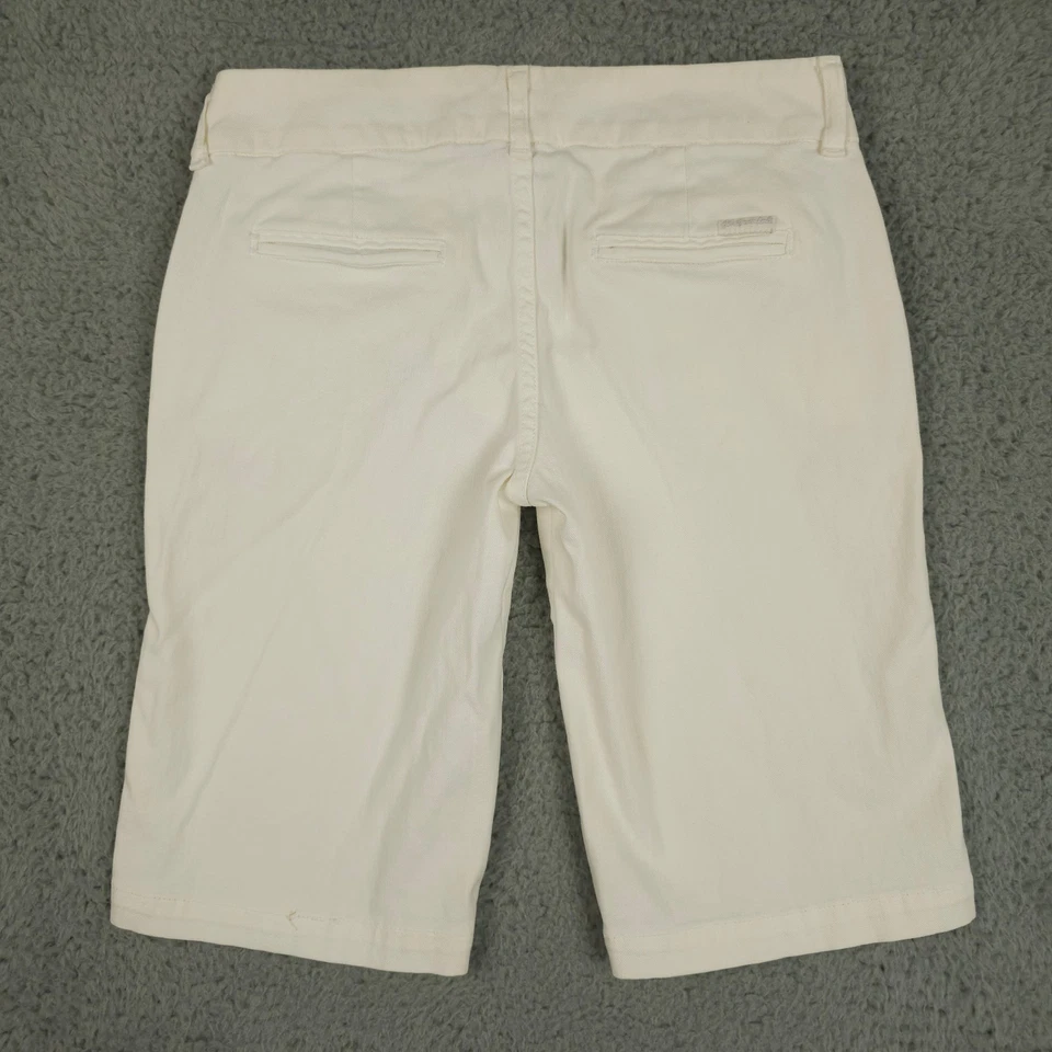 Pantalones Cortos 7 For All Mankind Para Mujer 28 Blanco Denim Bermudas Tiro Bajo Esmoquin Rayas Foto 2 de 4
