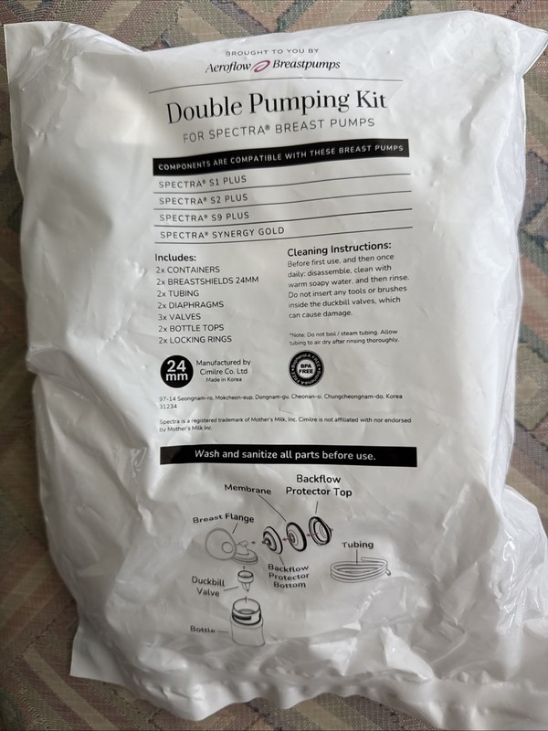 Spectra Double Breast Pumping Kit  24mm SEALED  Fits S1 S2 S9 PLUS