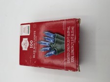 Holiday Time 100 Blue Mini Christmas Lights Indoor Outdoor Green Wire 20 ft