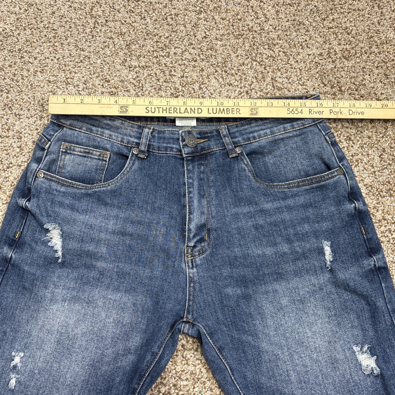 Refinery Republic Jeans Shorts Mens 34 Fits 32 Blue Denim Distressed - View 5