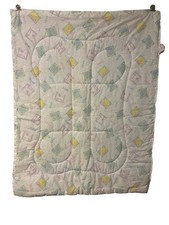 Vintage Cuddle Time Made In USA Baby Blanket Bunny Bear Duck Ducklings