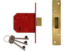 Image of UNION - 2134E 5 Lever BS Mortice Deadlock Satin Brass Finish 79.5mm 3in Visi
