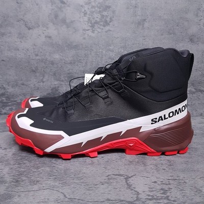 SALOMON Cross Hike Mid GTX 2 Gore-Tex Hiking Boots Mens 12 Black Red Bred Nby