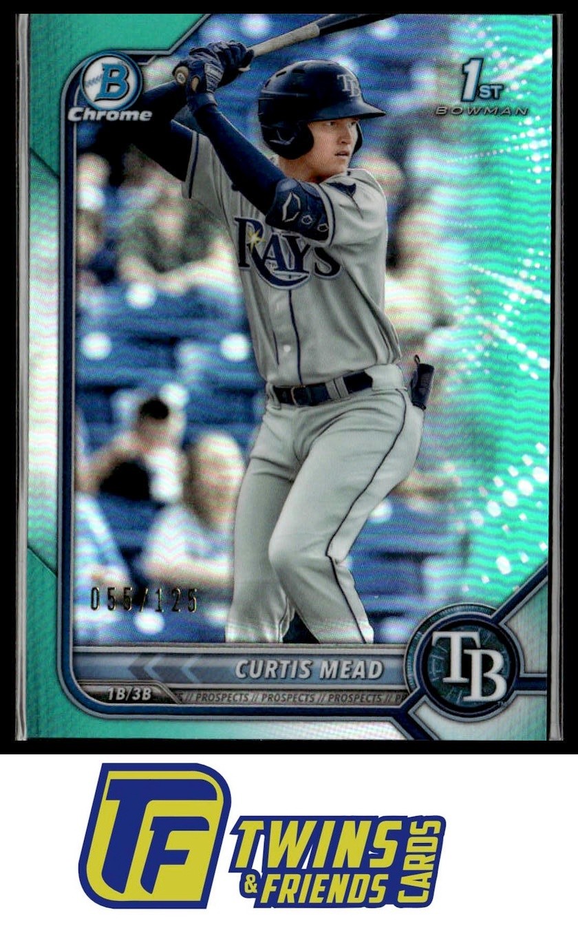 2022 Bowman #BCP-10 Curtis Mead Chrome Prospects Aqua Refractors #/125