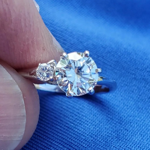 Original EARTH MINED DIAMOND Deco Platinum Engagement Ring Matching Band Set 5 - Picture 16 of 17