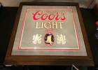 VINTAGE ADOLPH COORS CO. 1984 LIGHTED MIRROR WALL HANGING BEER SIGN 22”x20"