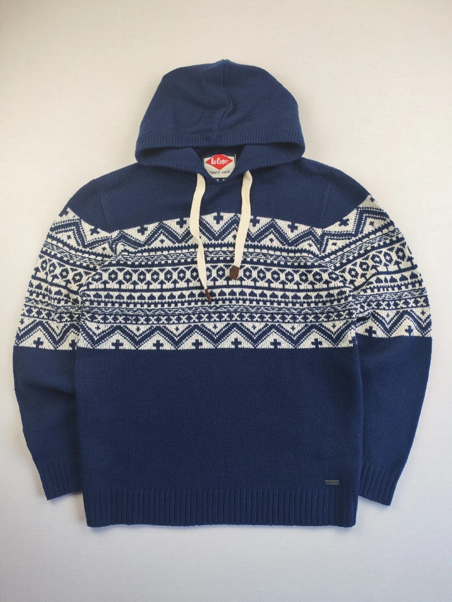 Suéter con Capucha Lee Cooper Fair Isle Azul Marino M