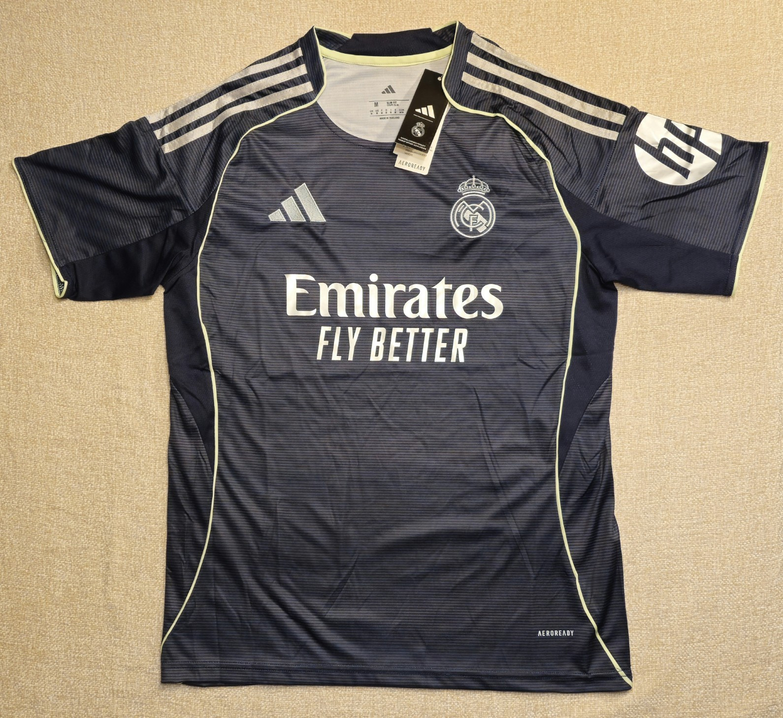 Adidas Real Madrid Soccer Jersey AEROREADY Slim Fit Navy Mens Size M