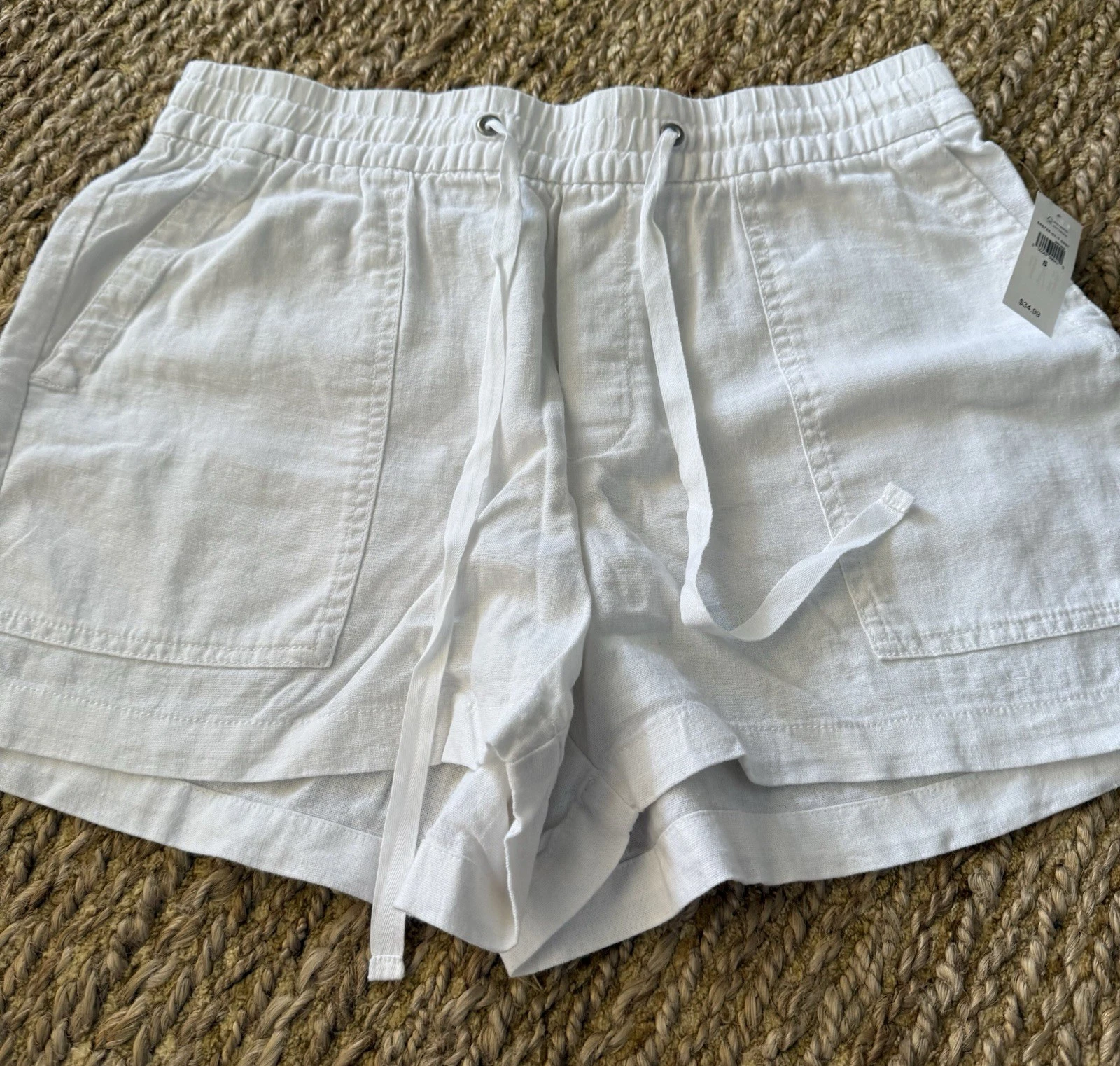 Gap Women’s White Linen Drawstring Shorts Size Small NWT $34.99