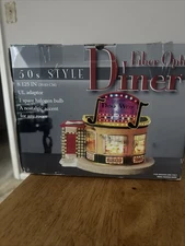 Vintage Christmas Village City Hall Beautiful Fiber Optic house lighted