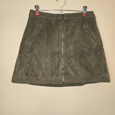 Y2K Vintage Abercrombie Fitch Olive Green Front Zip Skirt Size 4 Boho
