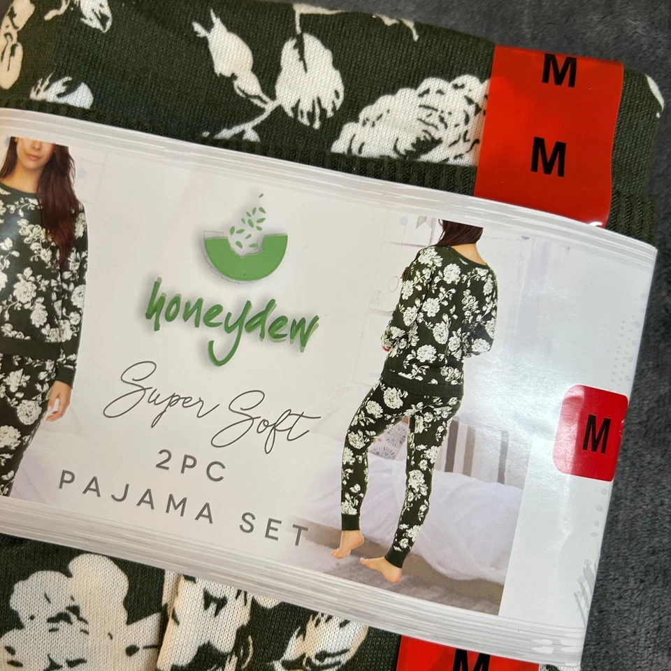Honeydew 超柔软 2 件套睡衣套装橄榄花卉睡衣女式中号全新带标签 — 第 2/4 张图片