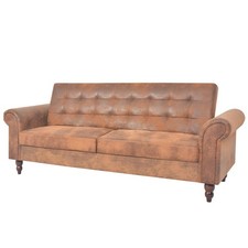 Schlafsofa Armlehnen Kunstleder Braun Sofa Bettsofa Couch Schlafcouch vidaXL
