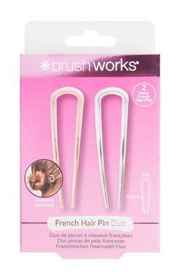 Brushworks Haarspangen Set Gold Silber - Französische Haarnadeln Duo