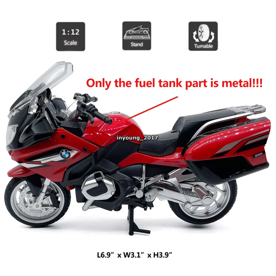 1:12 BMW R1250 RT Motorcycle Model Diecast Toy Car Toys for Boys Kids Gifts Red - Image 2 of 4