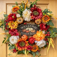 24 Inch Fall Wreath for Front Door Rustic Harvest Autumn Wreath
