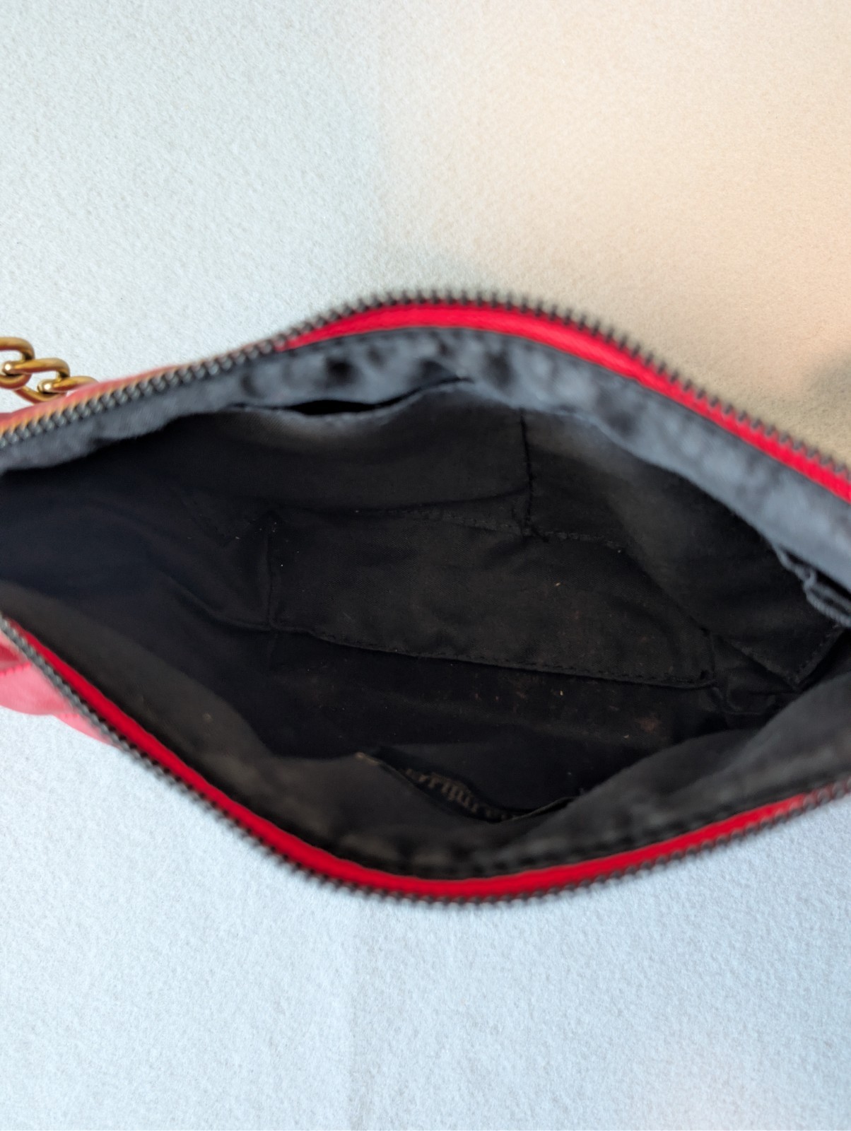 Olivia Miller Red Gold Quilted Faux Leather Statement Shoulder Bag Crescent image 5