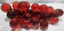 VTG MCM Lucite Acrylic Red Grape Cluster Bunch Driftwood Stem Centerpiece 14”