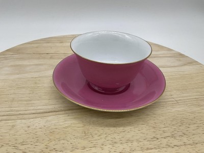 Noritake Tea Cup Saucer Set Pink Gold Trim Porcelain Japan Fine China Classic