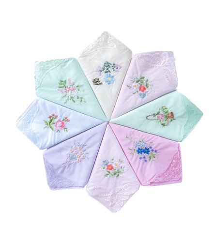 Womens Handkerchiefs Lace Embroidered Cotton Handkerchiefs Bulk