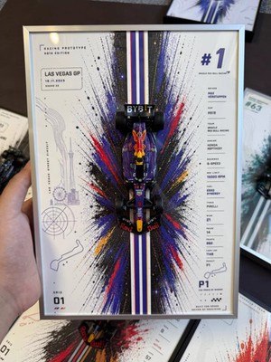 Red Bull RB19 Las Vegas GP Framed Artwork 1:43 Formula 1 Race Car Display