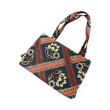 Vintage Home Sewn Fabric Book Cover Sleeve Tote With Handles And Book Mark 7x4