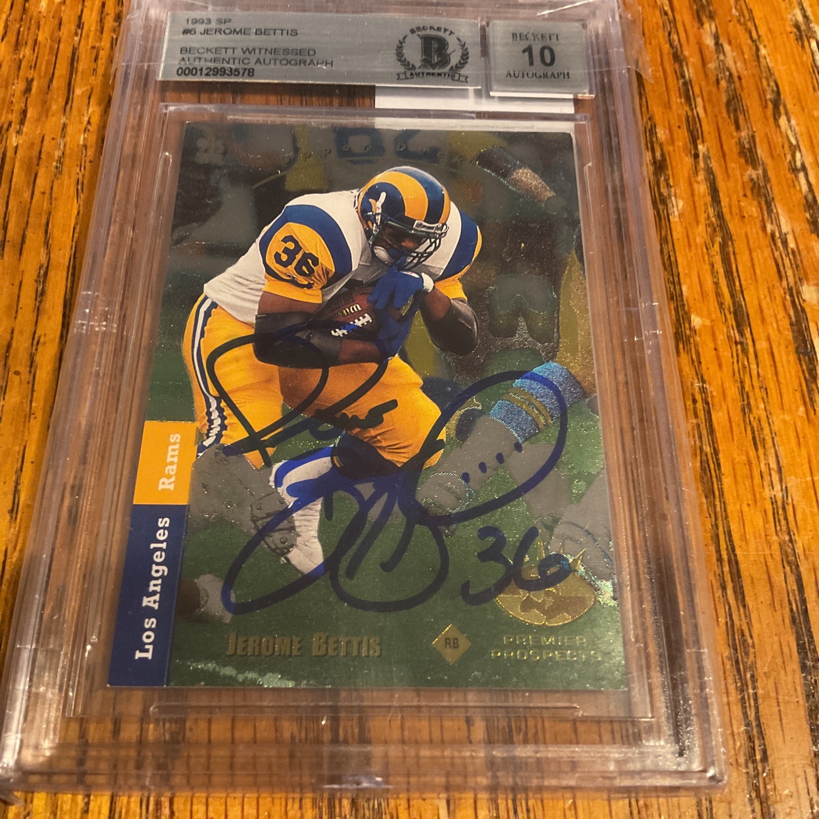 Jerome Bettis Autographed Signed Los Angeles Rams 1993 SP #6 BGS 10 