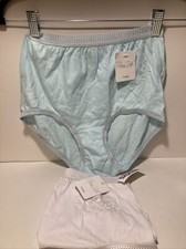 Lot Of 2 Rene Rofe Blue White Cotton Brief Underwear Flower Appliqu  Panty Sz 7
