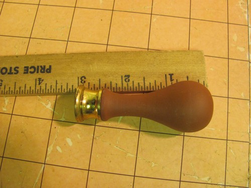 Vintage Messing 3 dreiblättriges Kleeblatt Siegelwachs Stempel Siegel mit Holzgriff - Bild 3 von 5