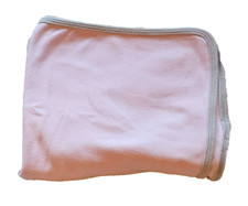 New Carters Solid Pink With Grey Trim Baby Girl Cotton Stretch Receiving Blanket
