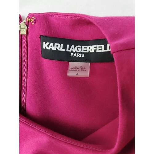 Karl Lagerfeld Paris Damen Ponté Gürtel Midikleid Wildberry Größe 4 Neu mit Etikett - Bild 6 von 9